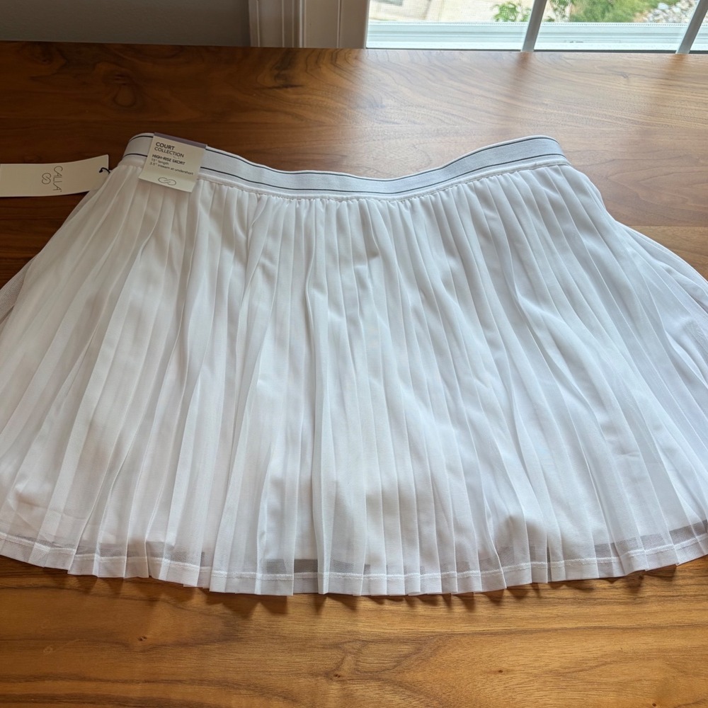 CALIA Pleated Mesh Skort Womens XL Pure White Tennis Court Athletic Skirt NWT - Picture 4 of 10